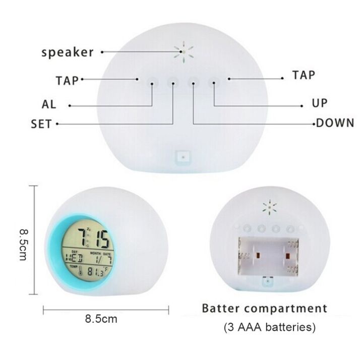 worth-buy-ไฟ-led-นาฬิกาปลุกอัจฉริยะนาฬิกาปลุกดิจิตอลนาฬิกาปลุก-s-โคมไฟกลางคืน7นาฬิกาตั้งโต๊ะฟังก์ชันเลื่อนอุณหภูมิหลังเปลี่ยน