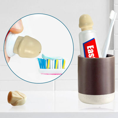 FUCHCHCHแถวหัวฉีดยาสีฟันสุดสนุก,ฝา3D สำหรับที่รีดยาสีฟันฝาครอบพลาสติกคลุมยาสีฟันสร้างสรรค์จำนวน1ชิ้น