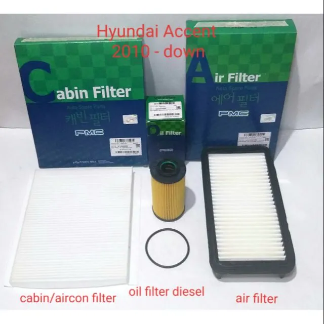 Hyundai Accent diesel 2006 to 2009 model air/engine filter + cabin