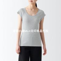 MUJI MUJI India cotton rib knitting France in the summer of 2023 sleeve T-shirt 1 2 parts/render underwear