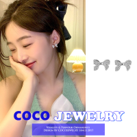 COCOJEWELRY ต่างหูเงิน925สไตล์เกาหลี Bow Light Luxury Earrings Ear Studs