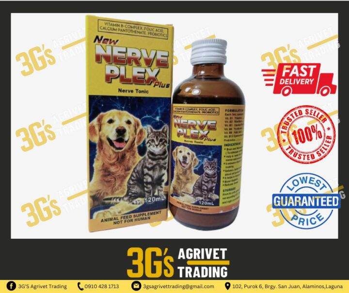 [3G AGRIVET] 1 BOTTLE NERVE PLEX PLUS 120 ML/ VITAMIN SUPPLEMENT FOR DOG & CAT /VITAMINS NG ASO