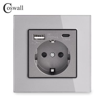【NEW Popular89】 Coswall/russia/wall PowerGrounded USB Type A Amp; Type-C Charge PortPanel Grey Grey C1 Series