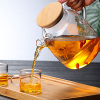 1L1.8L Big Transparent Borosilicate Glass Teapot with Tea Strainer Stovetop Safe Water Jug Tea Maker Kettle Bamboo Lid Tea Pot