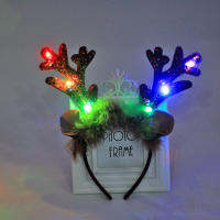 [Lady Sugar] ที่คาดผมคริสต์มาส Hairband Deer Luminous Hair Band With Bell Head Hoop Headwear Xmas Navidad Party Kids Favor Gift