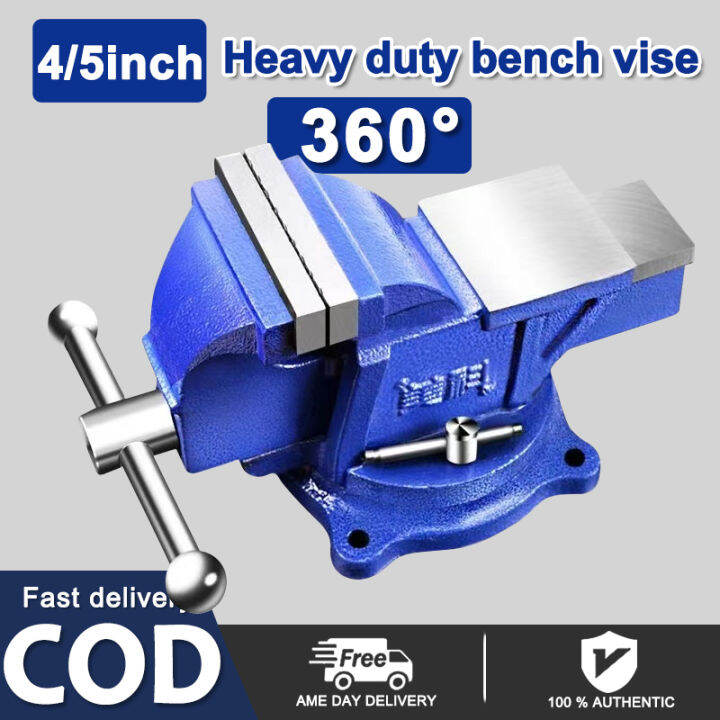 Bench vice Original Heavy Duty Steel Swivel Clamp Bench Vise 360° Swivel Base Cast Iron Bench