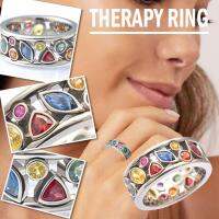 Geometric Pattern Hollowed Out Diamond-encrusted Multi-color Simple Ring Ornament Female First R8D6