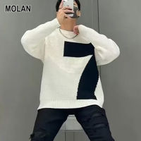 MOLAN ฤดูหนาวของผู้ชายเสื้อกันหนาวแฟชั่นเสื้อเบลาส์ผ้าถักคอกลมขี้เกียจใหม่