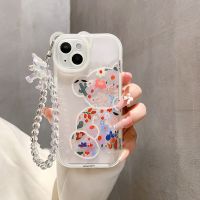 Cute Flower Bear Camera Lens Protecitve Soft Case For iPhone 14 13 12 11 Pro Max X XR XS Bead Phone Chain Beacelet Clear Cover