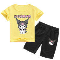 Kuromi เสื้อยืดเด็กแขนสั้นพิมพ์ลายการ์ตูน/อะนิเมะถัก2023 0000ลำลอง