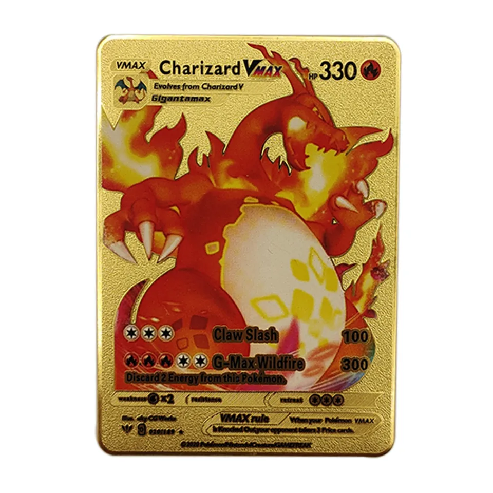 Newest 23Style ​Pokemon Vmax V GX EX PIKACHU Shiny Gold Metal Card Game Tag  Team Fighting Ordering Series Child Christmas Gift