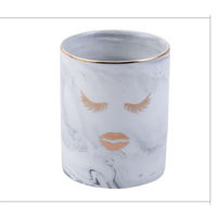 1pc Ceramic Pen Holder Marble Texture Pencil Cup Pot Desk Organizer Makeup Brush Holder Home Storage