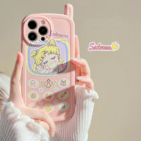 Apple เคสโทรศัพท์มือถือปุ่มย้อนยุค iPhone 14/13/12/11/X/x/xr รโทรศัพท์มือถือรูปทรงซิลิโคน14 Plus 13 Pro Max เคสโทรศัพท์มือถือสีชมพูเซเลอร์มูนเคสนิ่ม12 Mini ที่ล้อมรอบกันตกเคสป้องกันโทรศัพท์