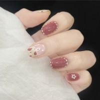 R181-200 24 Piecesbox of Fake Nail Pieces European and American Style Nail Pieces Finished Glue Nail Art Pieces