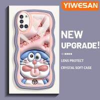 YIWESAN เคสปลอกสำหรับ Samsung A31ลายการ์ตูนสีชมพูรูปดาวโดราเอมอนเคสมือถือกันกระแทกแบบใสนิ่มเคสโปร่งใสลายกล้องถ่ายรูปที่คลุมป้องกันซิลิกาเจล