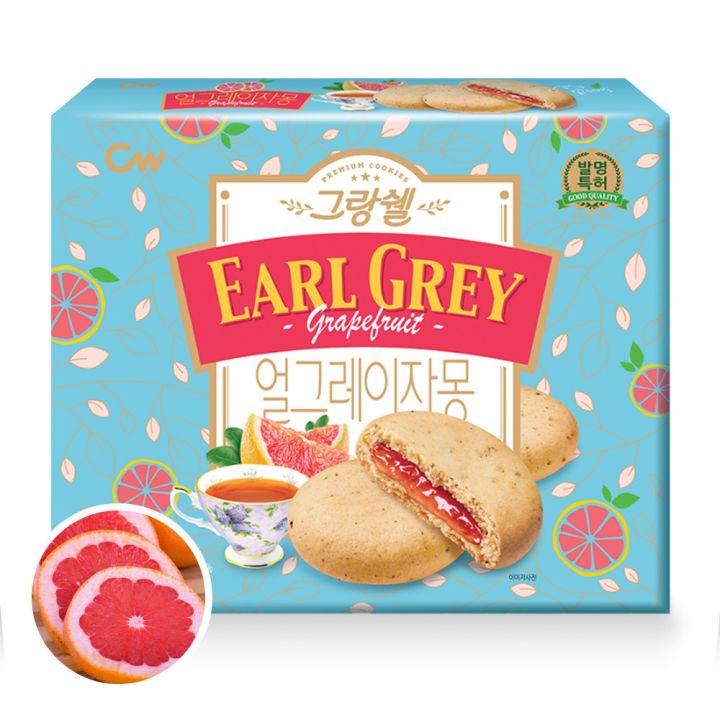 คุกกี้เกาหลี-คุ๊กกี้เอิรลเกรย์สอดไส้แกรปฟลุ๊ต-cw-earl-grey-grapefruit-190g-1กล่องมี10ชิ้น