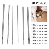 10pcs Disposable Sterile Body Piercing Needles Medical Tattoo Piercing Needles For Navel Nipple Ear Nose Lip 12g/14g/16g/18g/20g