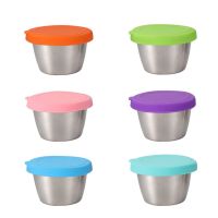 6 Pieces Stainless Steel Mixing Bowls 70Ml Diameter Metal Nesting Bowls with Colorful Airtight Lids Non-Slip Bottoms