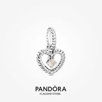 Official Store Pandora Birthstone Beaded Heart Dangle Charm (Misty Rose)