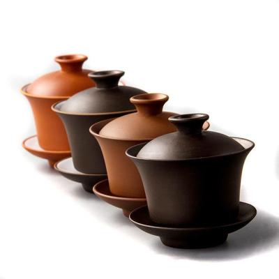 Chinese Teaset Elegant Gaiwan Tea Cups Purple Clay Tureen 120ml Lid Bowl Saucer Zisha Tea Brew Tea Cup Drop Shipping