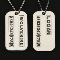 [MM75] X-Men X สร้อยคอผู้ชาย Logan Hugh Jackman Dog Tag Army ทหาร Dogtag จี้ Vintage Silver สีภาพยนตร์เครื่องประดับผู้ชายขายส่ง