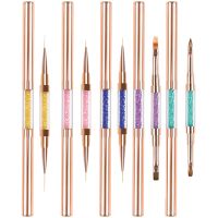 Professional Nail Art Brush Set 5pcs Dul-Ended Nail Art Brushes For Long Lines Brush Nail Detail Nail Design Ombre 3D Brush Kits Artist Brushes Tools