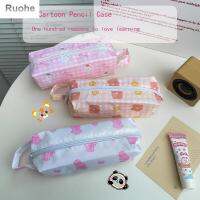 RUOHE เคสกระเป๋าเครื่องสำอางจัดระเบียบสำหรับการเดินทางแบบพกพากล่องดินสอความจุขนาดใหญ่ลำลองการ์ตูนถุงเครื่องสำอาง