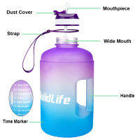 BuildLife 1แกลลอนพร้อม Straw เครื่องหมายเวลา3.78L 2.2L 1.3L BPA ฟรีพลาสติกขนาดใหญ่ความจุฟิตเนสกีฬา OutdoorJugs