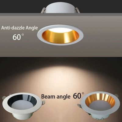 Recessed Anti-glare LED Downlight 5W7W9W12W15W18W Dimmable AC85-265V Ceiling Lamp Spot Light Home Living Room Bedroom Lighting