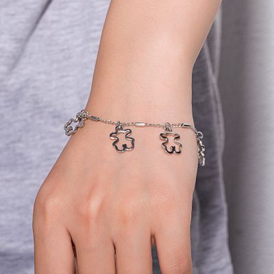 [COD] European and cross-border ins soil cool hollow bear bracelet men women retro hip-hop disco