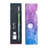 Crystal Starry Sky Glass Ink Pen Glass Dip Pen For Writing Fountain Pen Set Gift