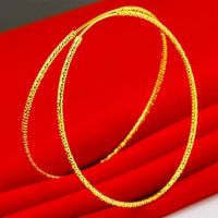 Gold-Plated Womens Big Earrings Do Not Fade Earrings 18 Face Thin Large Hoop Style Sand Gold Jewelry Gold-Plated Earrings