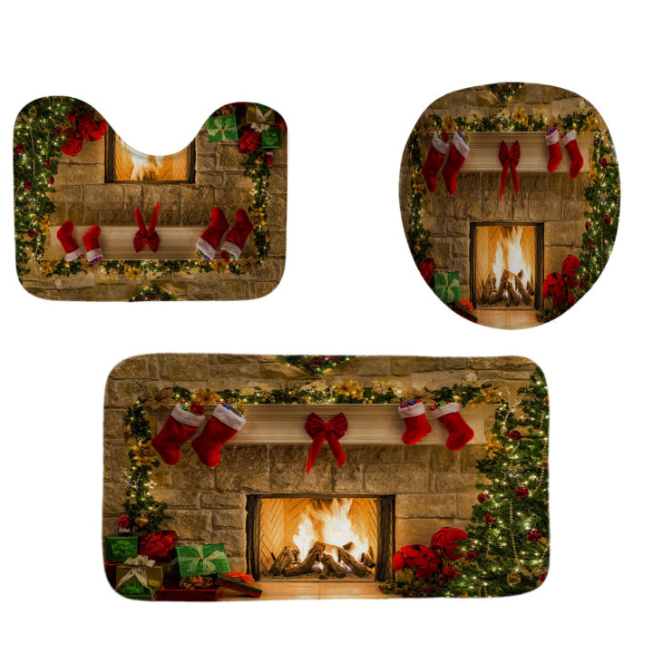 christmas-bathroom-set-supplies-mat-toilet-seat-cover-carpet-waterproof-curtain-merry-christmas-decorations-for-bath-room