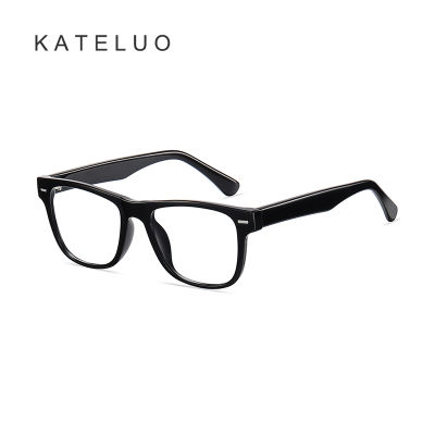 [พร้อมกล่อง] KATELUO B1813 Trend Retro Anti-Blue Light Flat Mirror ชายสแควร์ TR Pin กรอบแว่นตาโปร่งใสหญิงสามารถจับคู่กับกรอบแว่นสายตาสั้น