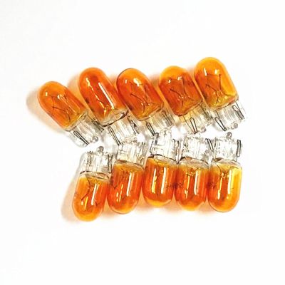 【CW】10Pcs Car Bulbs DC 24V 5W T10 W5W 194 501 Auto Xenon Halogen Amber Orange Interior Light License Plate Lights Sidelight Lamp