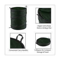 Collapsible Trash Can-33 Gallon Trashcan for Garbage with Zippered Lid By ,Perfect for Camping Recycling and More(Green) Easy to Use