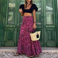 【CC】✠❈  Waist Printed Skirt Floral Beach Faldas Female Boho Elastic Skirts