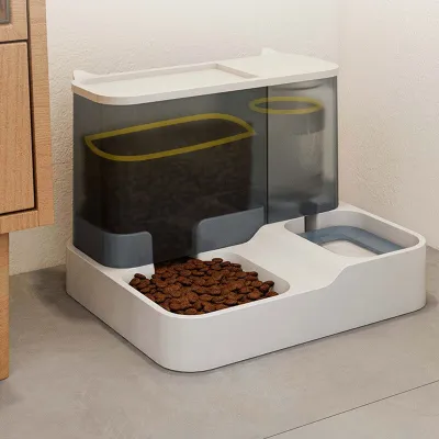 ชุดเครื่องให้อาหารสัตว์เลี้ยงอัตโนมัติสำหรับสุนัขที่เลี้ยงเครื่องจ่ายน้ำแบบ2 In 1ที่แยกแห้งเปียกได้สำหรับแมวอาหารสัตว์เลี้ยง