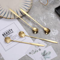 Stainless Steel Spoon Tableware Gift Sets Long Handle Titanium Dessert Coffee Stirring Heart Gold Spoon Gift Box