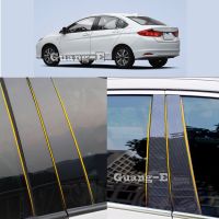 Car PC Material Pillar Post Cover Door Trim Window Molding Sticker Accessories 6pcs For Honda City 2015 2016 2017 2018 2019