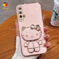 เคสโทรศัพท์ซิลิโคน6D หรูหราเหมาะสำหรับ Huawei Nova 8 / Huawei Nova 7 / Huawei Nova 7 Se/ Huawei Nova 5T ฝาครอบหลังป้องกัน + ตัวยึดกระจกแต่งหน้าลูกแมว KT น่ารัก