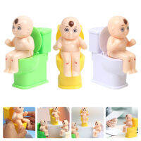 WINOMO 3 ชิ้นพลาสติก TUCKY ห้องน้ำตุ๊กตาของเล่นน้ำ Squirting Closestool เล่นตลกของเล่น