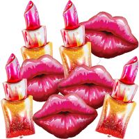 MA1MBB 8pcs Giant Lipstick Foil Balloons Red Lips Balls Wedding Makeup Theme Girls Party Valentines Day Spa Birthday Bridal Decor