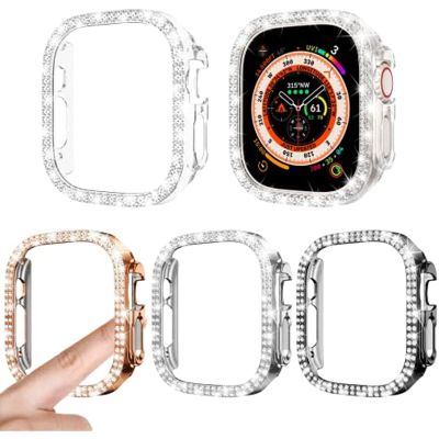For Apple Watch Ultra 49mm Protection Case Womens Shiny Diamond Rhinestone Bumper Cover for IWatch Series 49 mm Accessories