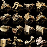 Quality Gold Color Cufflinks Chinese Knot Maple Leaves Crown Rudder Music French Shirt Cuffs Suit Accessories Wedding Jewelry