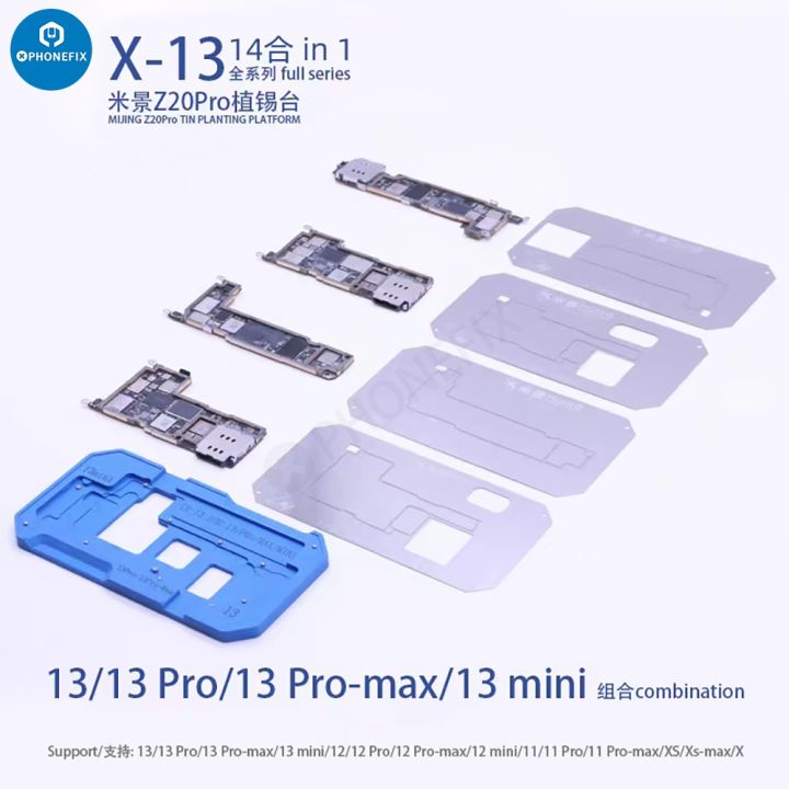 newest-mijing-z20-pro-14-in-1-fixture-for-iphone-x-14-pro-max-middle-layer-motherboard-reballing-soldering-platform-with-stencil