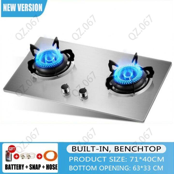 Gas Stove Recessed LPG Stainless Steel Large Gas Stove Dual Cooktop