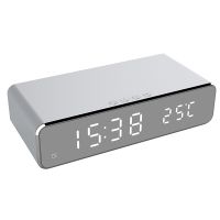 LED Electric Alarm Clock Wireless Desktop Digital Clock Time Memory With Phone Charger 【Yuee】