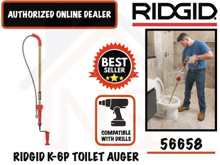 RIDGID 56658 K-6P  6' Toilet Auger with Bulb Head