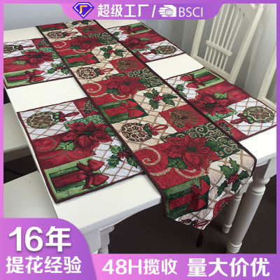 American Christmas Table Runner Strip Bed Runner Polyester Cotton Coffee Table Towel Decoration Customizable Jacquard Table Towel One Piece Dropshipping
